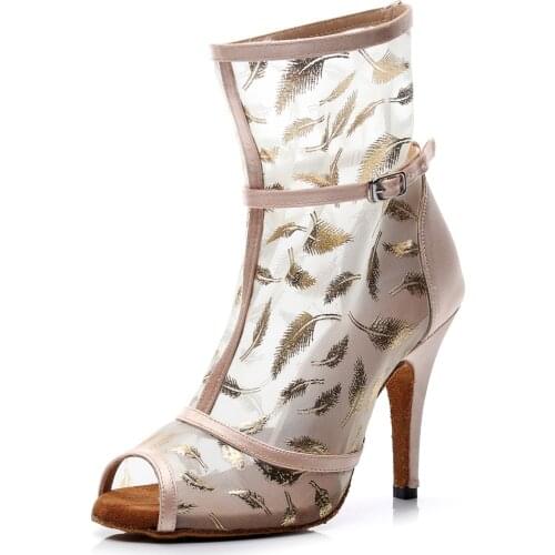 HOT Hot Selling Salsa jazz Ballroom square practice latin dance shoes for women dancing modern stylish high heel Flock