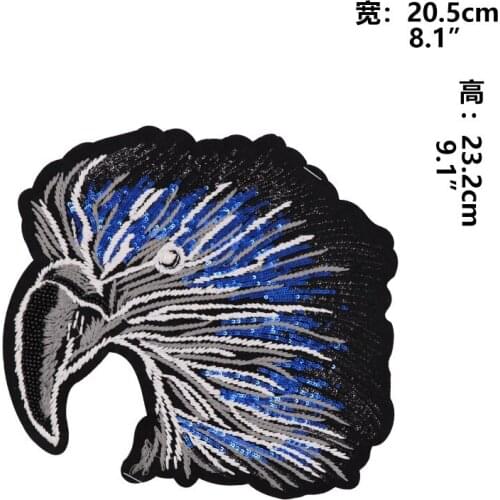 2pcs/set Clothing Accessories Animals Eagle Sequin Applique Sew On Patch DIY Embroidered Applique Bling Eagle for T-Shirt Jacket