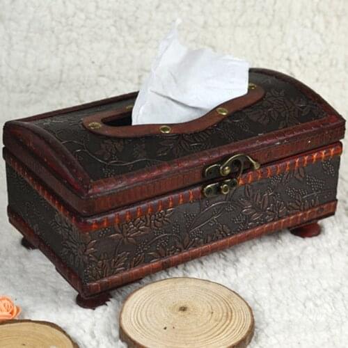 21*12*11CM Elegant Crafted Wooden Antique Handmade Old Removable Old Tissue Box Home Living Room Tissue Box For Daily Use