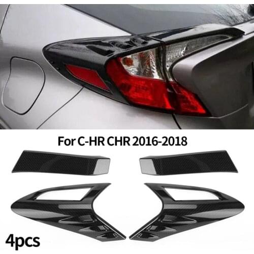 4Pcs Carbon Fiber Style Rear Back Lamp Tail Light Cover Trim for Fit Toyota CHR C-HR 2016-2018