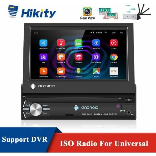 Hikity 1Din Car Radio GPS 7" HD Retractable Screen Stereo Receiver Multimedia Player Autoradio Mirror Link Radios Tape Recorder