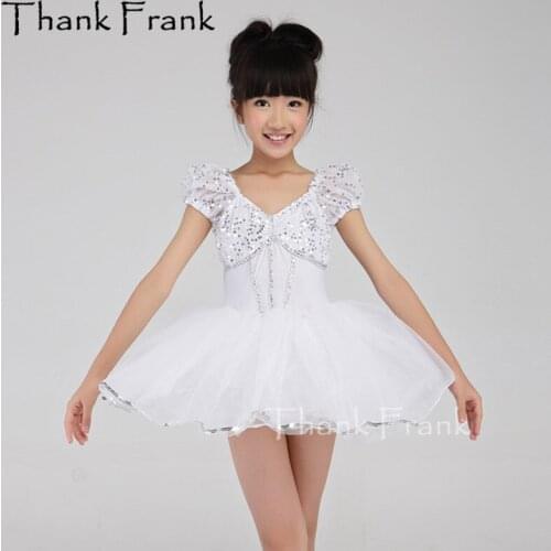 White Sequin Professional Ballet Tutu Dress For Girls Kids Adult Puff Sleeve Princess Dance Costume C48