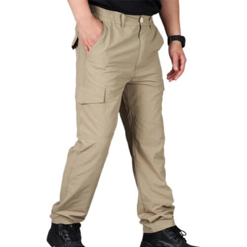 High Quality Multi Pockets Cargo Pants Solid Color Breathable Elastic Waist Camping Pants Workwear