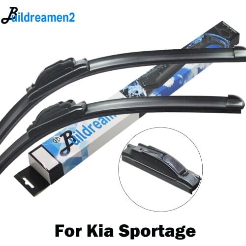 Buildreamen2 2 Pieces Car Wiper Blade Windscreen Rubber Wiper Accessories For Kia Sportage Fit Hook Arms 1993-2018