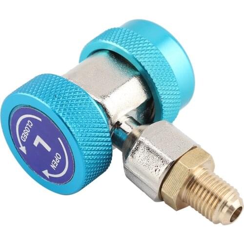 Quick Coupler R134A/C Low/High External Quick Thread Adjustable Connector Air Conditioning Coupler Adapter +Extractor Valve Core