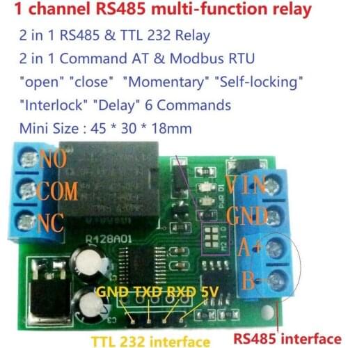 DC 12V RS485 TTL RS232 Serial Port multi-function relay module UART Modbus Rtu Switch PLC PTZ Controller