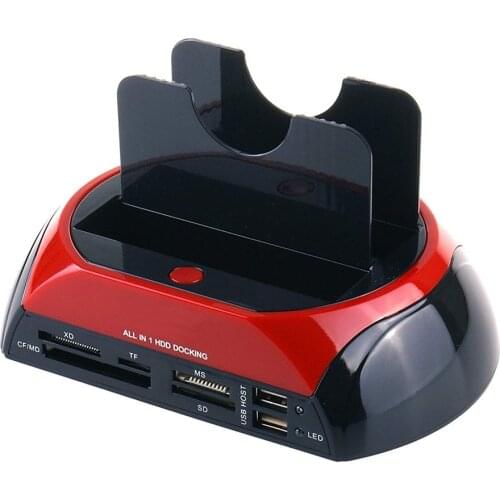 All in One Dual Slots USB 2.0 To SATA IDE HDD Docking Station With Card Reader For 2.5 3.5 Inch IDE SATA Hard Drive