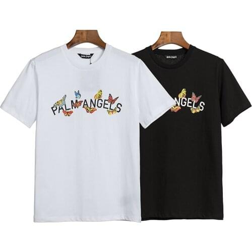 Palm Angels letter printing couple street hip-hop popular simple wild men and women short-sleeved T-shirt 98749