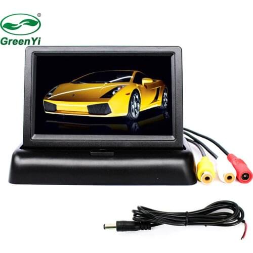 GreenYi 4.3" TFT Color LCD Auto Parking Rearview Monitors 4.3 inch Car Foldable Monitor For Camera DVD VCR 12~24V 2 Video Input