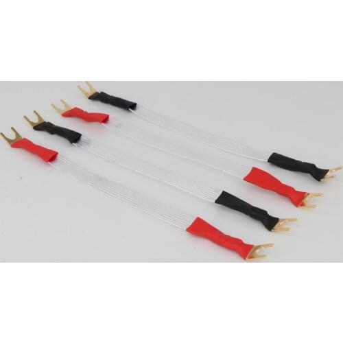 HiFi 15cm Silver Plated Jumper Cable DIY Audio Speaker Wire Banana To Spade Bridge Cable