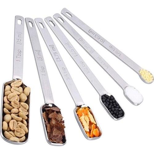 Kitchen Gadget Tool Stainless Steel Mini Square Head Condiment Measuring Spoon 6pc/set