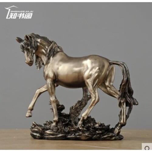 Horse cold cast copper steed furnishings for living room wine cabinet desk decoration cabinet porch office sculpture art crafts