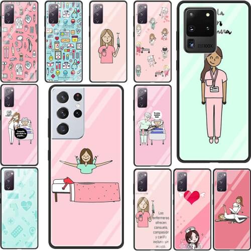 Nurse Medical Medicine Tempered Glass Phone Case For Samsung Galaxy S21 Ultra S20 FE 5G S10 Plus S9 S8 S10e Cover Soft Fundas