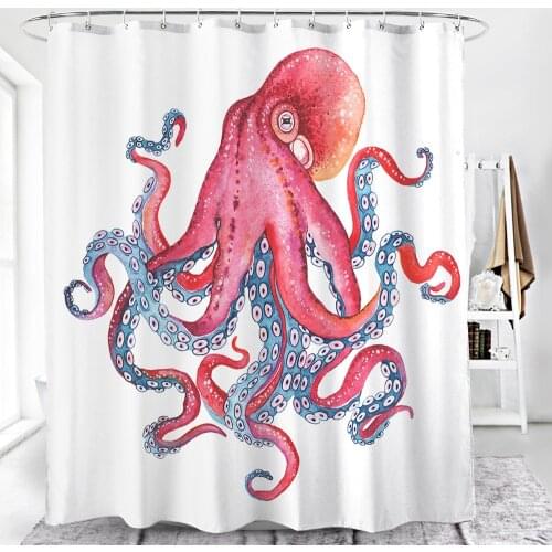 Ocean World Prints Bath Shower Curtains Waterproof Screen for Bathroom Home Decoration Polyester Fabric Washable Curtain