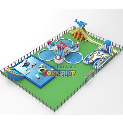 Inflatable dry playground Land Water Park,Inflatable Pool With Slide,water games,inflatable aqua amusement park