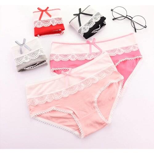 2pcs/lot New Cotton Milk Teenage Girl Underwear Ladies Underwear Short Briefs Japanese Korean Middle Waist Girls Panties