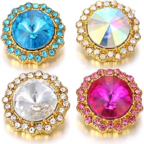 New Rose Gold Snap Jewelry Rhinestone Metal Snap Buttons Fit Ginger 18mm Snap Button Bracelet Bangles For Women