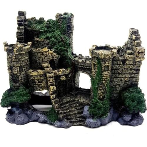 New Resin Artificial Fish Tank Ancient Castle Decoration Aquarium Rock Cave Building Decoration Aquatic Landscaping Ornament