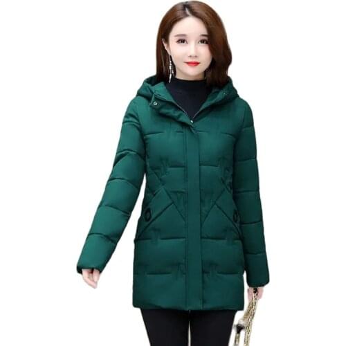 Overcoat Parka Womens Cotton Coat Mid Long New 2021 Cotton Clothes Winter Female Outerwear Mother Plus Velvet Cotton Jacket