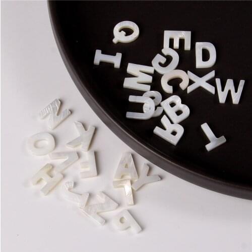 10 pcs/pack 26 Capital Letters Natural White Mother of Pearls Shell Beads Charm For DIY Making Jewelry Accessory Necklace Pendan