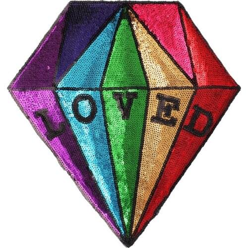 Rainbow Color Diamonds Applique Clothes Stickers Letter Love Badges Embroidered Sewing Big Backpack Patch For Clothing T Shirt