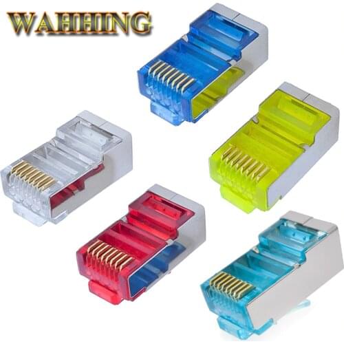 RJ45 Connector Cat6 RJ45 Shielded Plugs Network Cat 6 Connector Terminals Ethernet Cable Plug Colorful HY1527