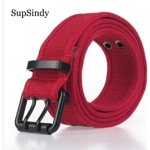 SupSindy Fashion Men&Women Canvas belt luxury Metal pin buckle jeans nylon belt Military Army tactical belts for Men strap male