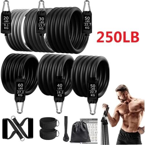 150/250LBS Exercise Resistance Bands Set Men Fitness Workout Pull Rope Yoga Latex Tube Sports Elastic Bands Home Gym Equipment