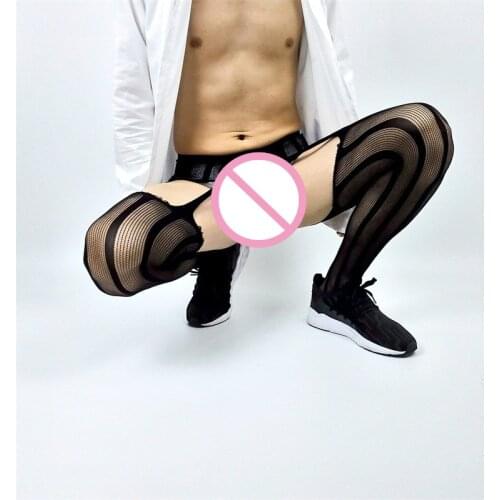 Crotch less Pantyhose for Mens Sexy Fishnet Stockings 2021 Male Underwear Exotic Man Transparent Club Party Night Wear Tights