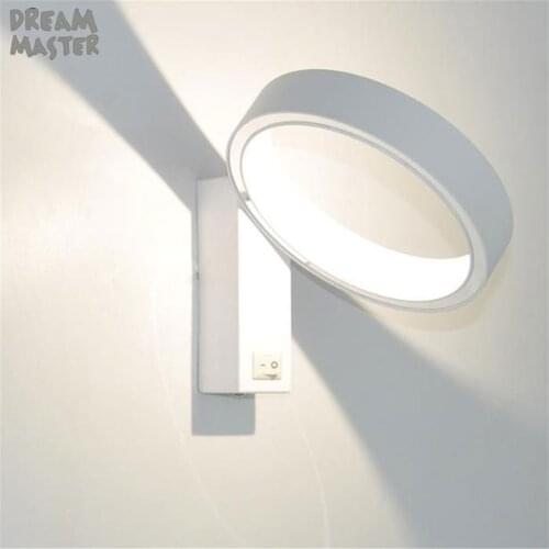 2019 New Modern LED bedroom bedside wall lights matter white ring reading wall lamp living room study aisle corridor led sconces