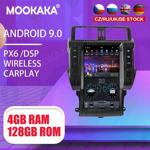 Tesla 13.6" Android 9 PX6 4G 128GB Car Player For Toyota Land Cruiser Prado 150 Car GPS Navi CarPlay Head Unit DSP Stereo
