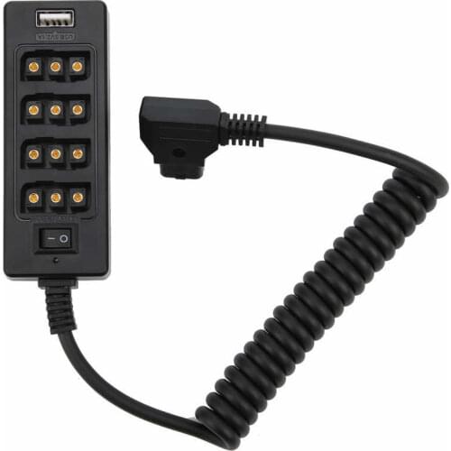 D-TAP Male to 4-Port D-TAP Female Hub Power Cable Splitter Compatible for V-Lock Camera Battery D-TAP Port Adapter