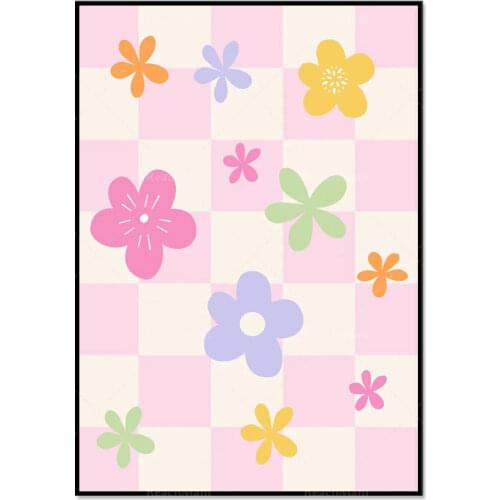 Y2K Fashion Prints, Pastel Posters, Gallery Wall Set, Flower Power, Fashion Retro Bedroom Living Room Groovy Art Deco Poster