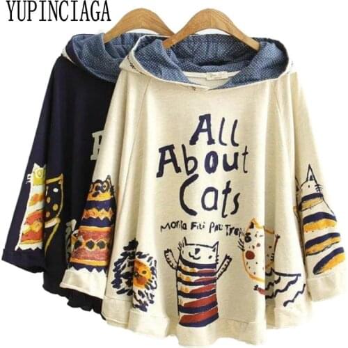 Women Cartoon Letter Print Funny Hooded Sweatshirt Ruffles Harajuku Cute Hoodies 2020 Spring Long Sleeve Casual Loose Pullovers