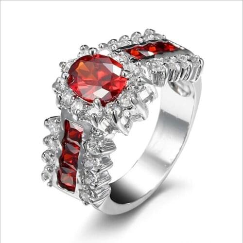 Women Ring Fashion Handmade Fashion Women Wedding Red Crystal Gold Color Ring Send Girlfriend Birthday Present Surprise Gift