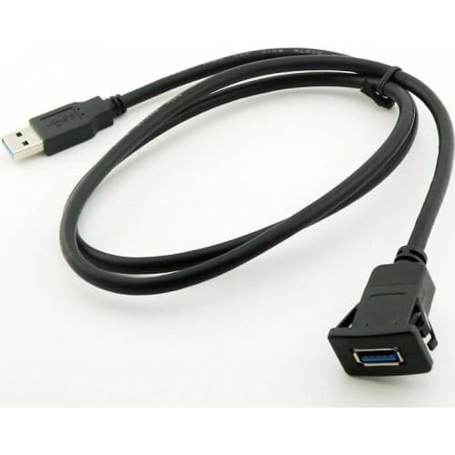 1pcs USB 3.0 A Male to A Female Flush Panel Mount Cable for Car Motorcycle Dashboard 1m / 2m