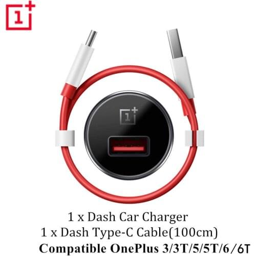 100% Original Official Dash Fast Car Charger Adapter +Type-C Cable For Oneplus 6T 6 5T 3T 3
