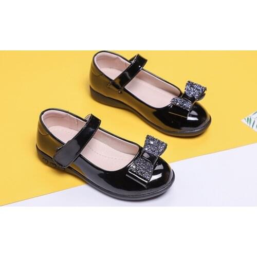 3 5 6 7 8 9 10 12 13 14 Years Fashion Bow Kids Shoes Princess For Little Girls Dress Patent Leather 2021 Children School Shoes