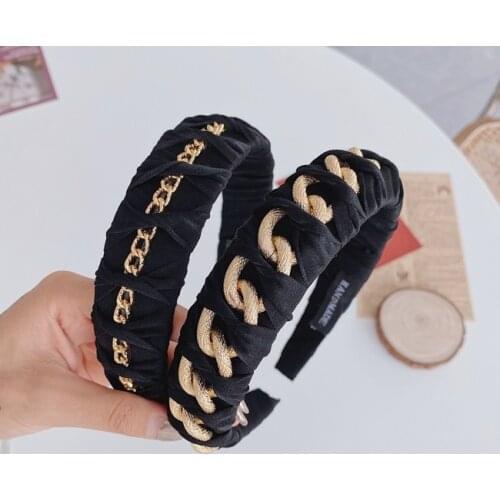 2021 New Fashion Headband Women Gold Chain Black Hairband For Women Girls Hair Hoop Elegant Hair Accessories Wholesale