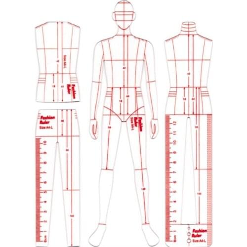 3PCS/set Clothing Design Drawing Ruler Male Garment Figure Painting Template DIY Tailor Handmade Making Supplies