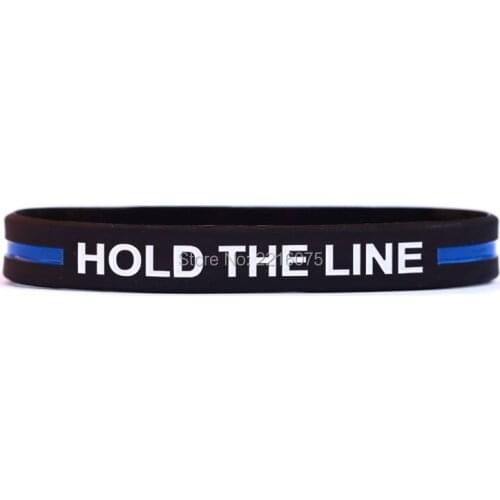 300pcs Hold the Line Thin Blue Line silicone wristband rubber bracelets free shipping by DHL express