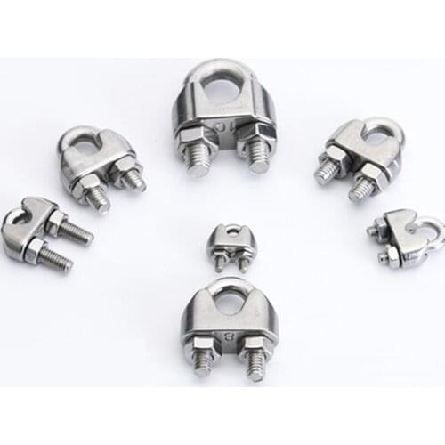 304 stainless steel wire rope U-shaped collet rope buckle rolling head steel wire clip latch clip clip head lock head wire clip