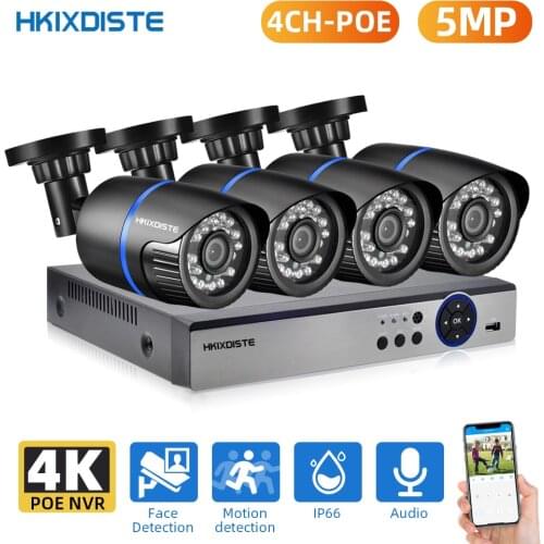 4CH 8MP POE NVR 5MP HD Face Detection CCTV Camera System 5.0mp Audio Record IP Camera POE Home Security Video Surveillance Set