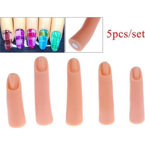 5Pcs/Set Nail Training Hand Finger Fake Finger Manicure Tool High Quality Silicone Practice Nail Art Adjustable Manicure Tools