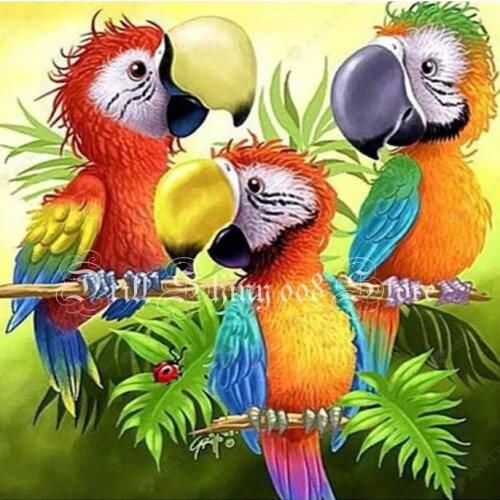 5D DIY diamond painting Three colorful parrots Diamond Embroidery Full Drill Needlework Mosaic Crafts Pattern Home Decor Gift