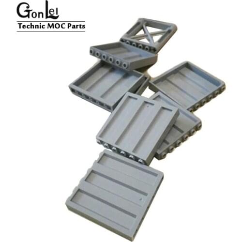 8Pcs/Lot Panel 1x6x5 Vertical Corrugated Wall MOC Brick House Parts Street View Fence Enclosure High-Tech Building Blocks Toys