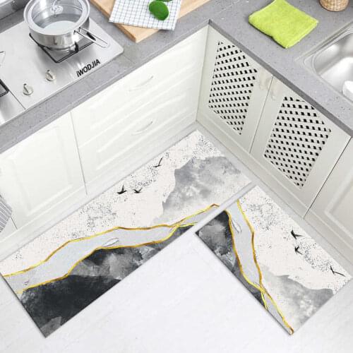 Nordic Abstract Geometric Kitchen Floor Mat Machine Washable Laundry Room Rug Non-slip Entrance Door Mat Long Living Room Mat