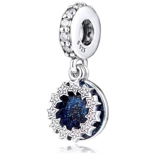 Blue Enamel Inspirational Stars Charm S925 Silver Beads for Jewelry Fit Pandora Bracelet Necklace DIY Gift for Women 021081