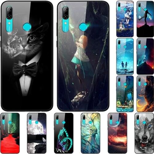Case For Huawei P Smart Z Back Phone Cover Black Silicone Bumper With Tempered Glass