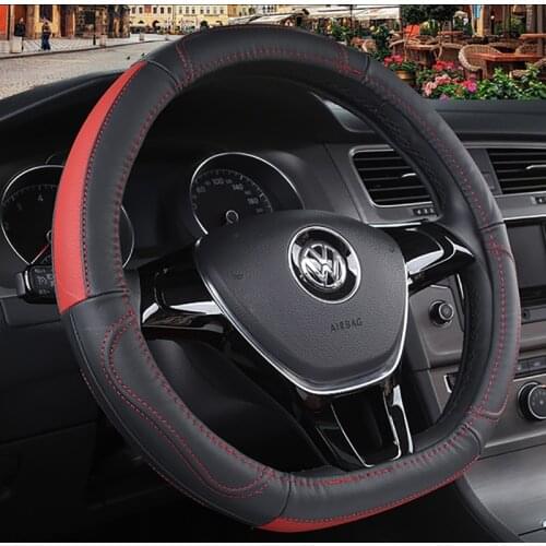 D Shape Car Steering Wheel Cover Leather for Golf K3 POLO JATTA Suzuki Swift Nissan Rogue 2017 2018 2019 2020
